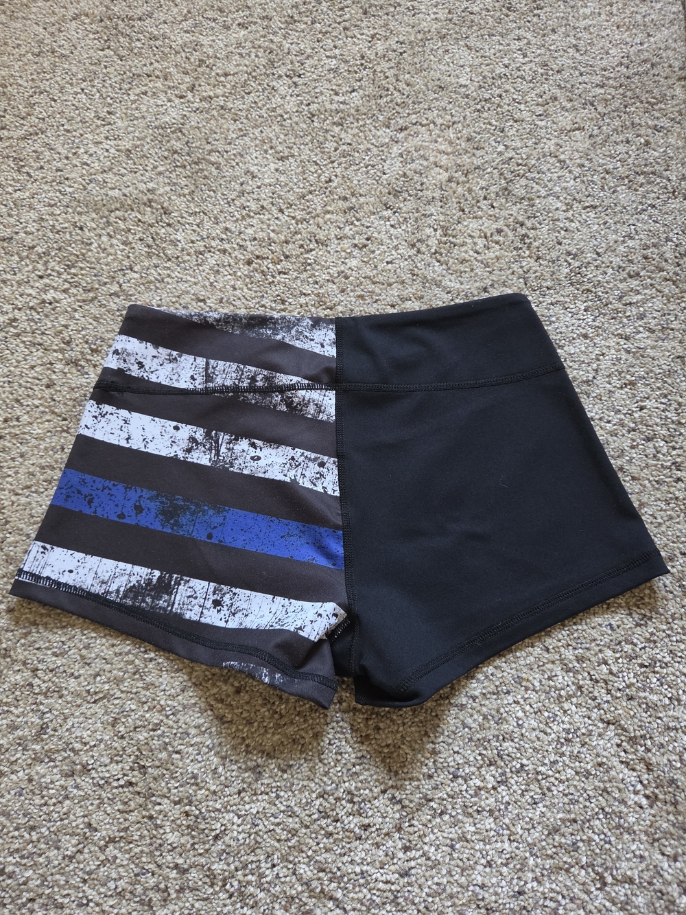 Born Primitive Black Shorts with Blue and White Striped Panel